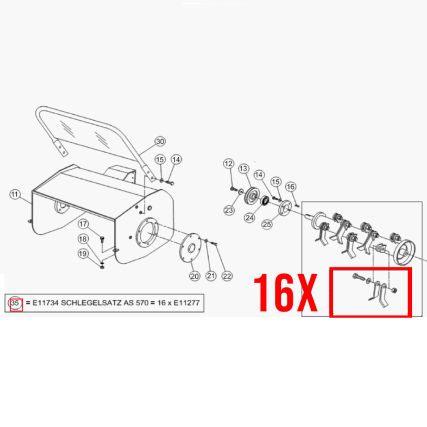 orig. AS-Motor Schlegelmesser Messersatz komplett AS 557 570 (16 Stück) E11734